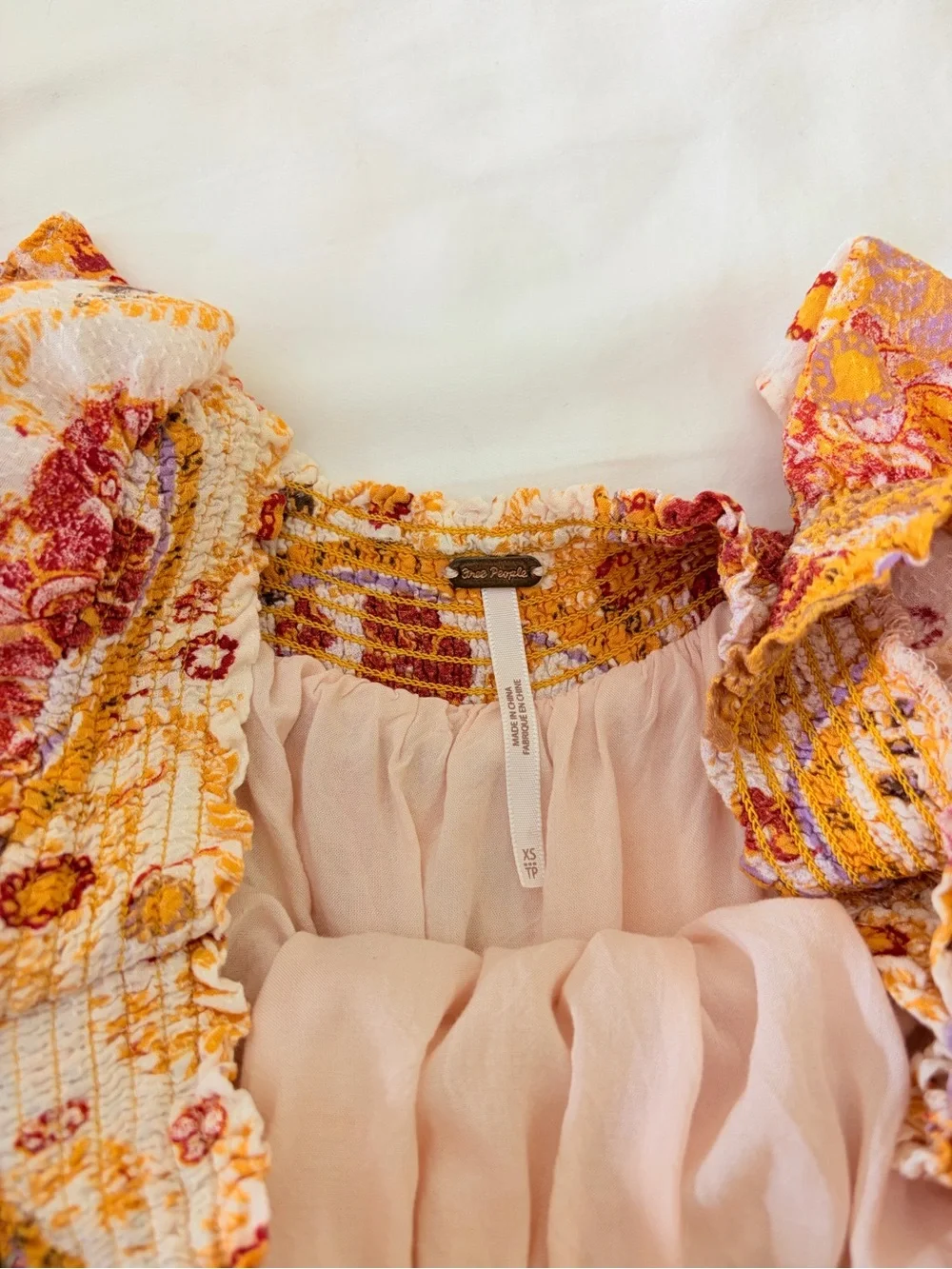 Free People Carmen Golden Gate Off Shoulder Floral Boho Wide Leg Jumpsuit XS